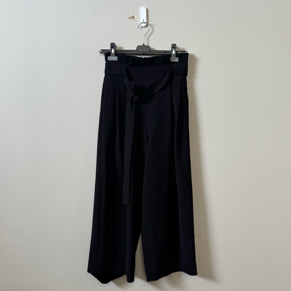 COS women’s black paperbag high rise cropped trousers w/ belt